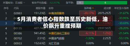 5月消费者信心指数跌至历史新低，油价飙升重挫预期