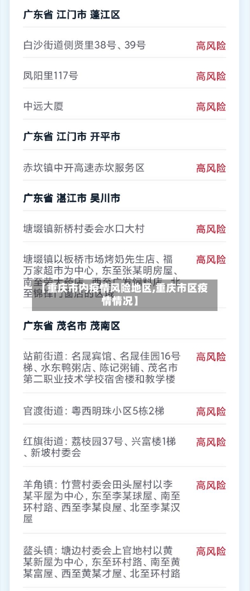 【重庆市内疫情风险地区,重庆市区疫情情况】